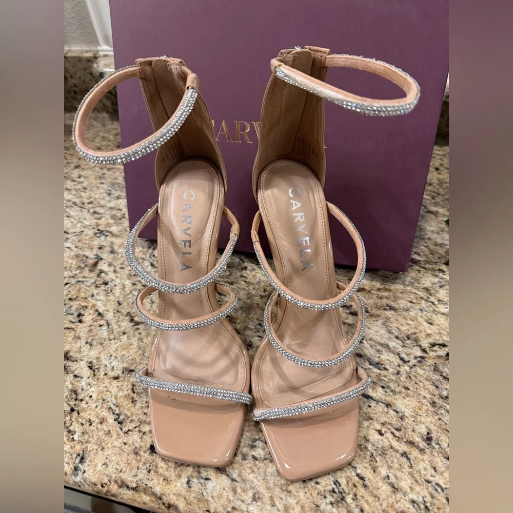 Carvela Caged Ankle Blush Jeweled Dress Sandal Size 41